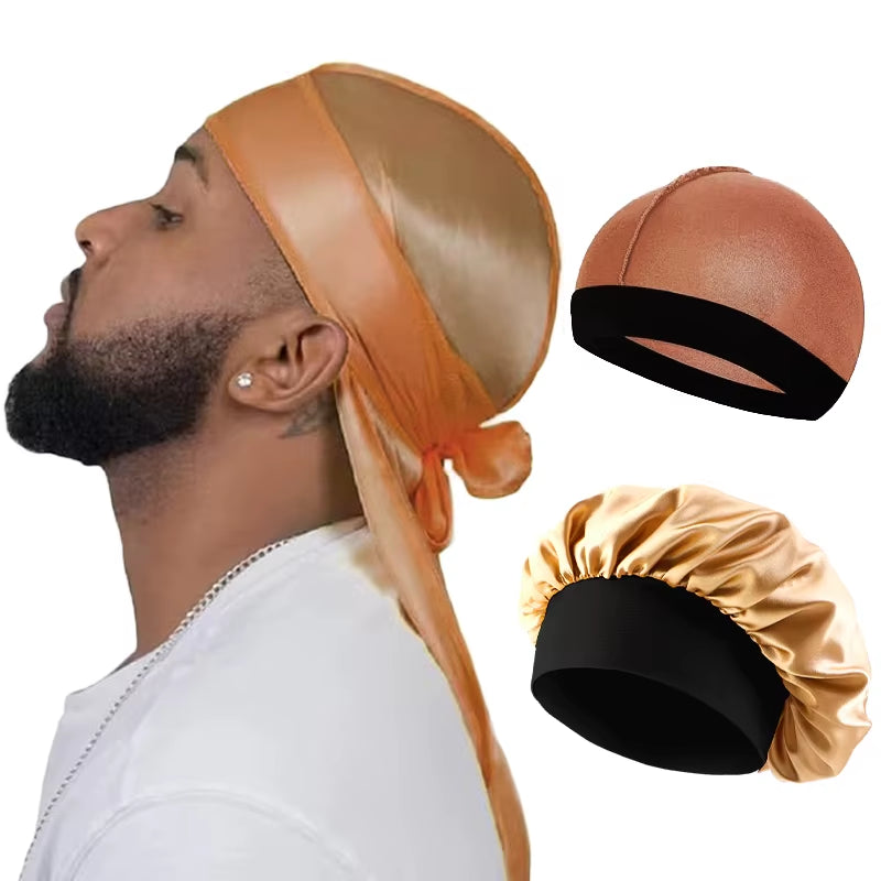 Pack de 3 durags de seda premium con cola larga y ajuste perfecto. Inspirados en la estética pirata y urbana, estos accesorios combinan estilo y funcionalidad: protegen el cabello, mantienen las ondas definidas y aportan actitud en cada look. Gracias a su banda elástica y material satinado, ofrecen comodidad durante todo el día y se adaptan tanto a hombres como mujeres. Versátiles como turbante, gorro o bonnet, son la pieza clave para quienes buscan destacar con flow y confianza.
